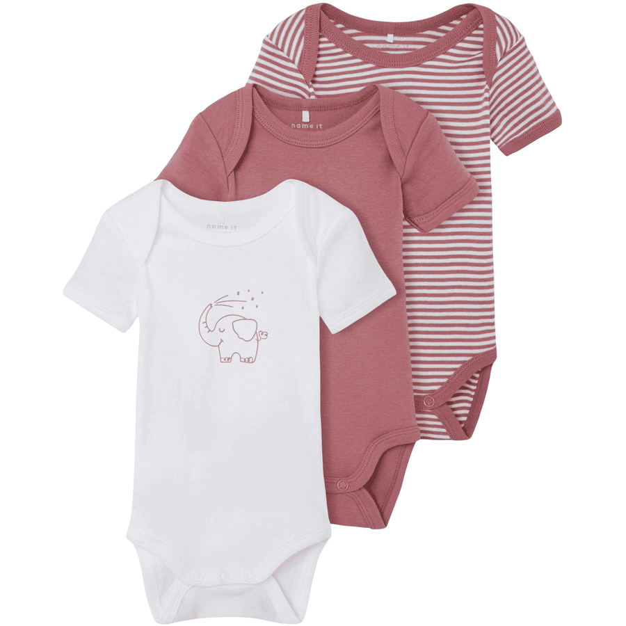 name it Lyhythihainen bodysuit 3 Pack Mesa Rose