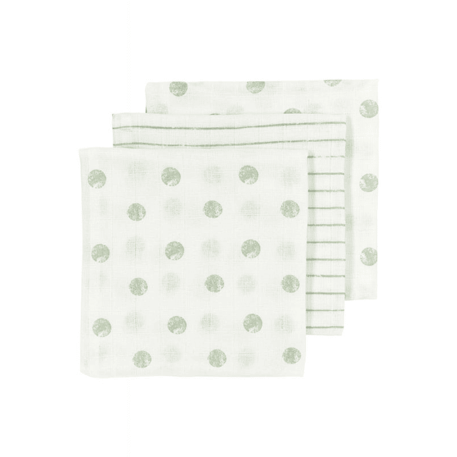 MEYCO Gaze-bleier 3-pakning Dot Stripe Soft Green 