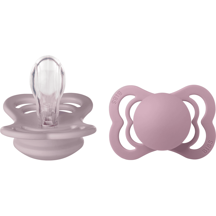 BIBS Smoczek uspokajający Supreme Dusky Lilac / Heather Silicone 0-6 miesięcy, 2 szt.