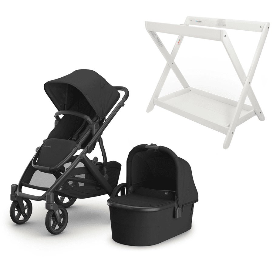 UPPAbaby Kinderwagen Vista V3 Jake Charcoal inklusive Babywannen Ständer Weiß