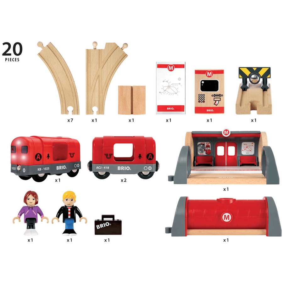 BRIO® Wooden Railway Metro Train Set