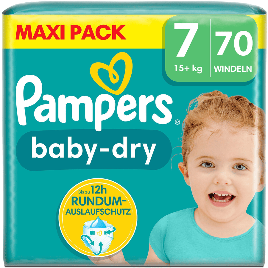 Pampers Baby-Dry bleer, størrelse 7, 15+ kg, Maxi Pack (1 x 70 bleer)