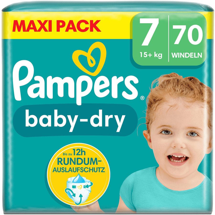 Pampers Pañales Baby-Dry, talla 7, 15+ kg, Maxi Pack (1 x 70 pañales)