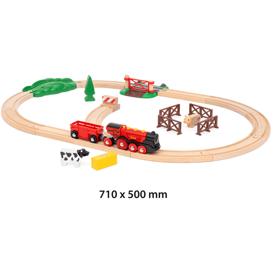 BRIO® WORLD Wooden Railway Red Lola Farm Train Set