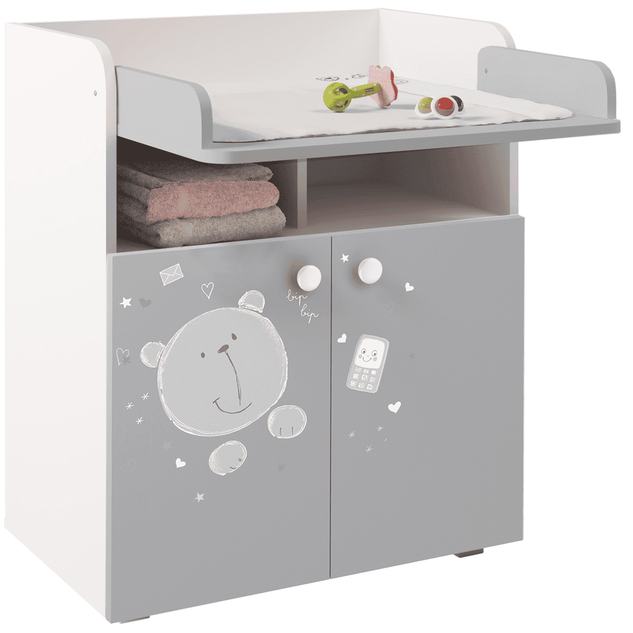Polini Kids Skötbord French Teddy 1270 vitgrå