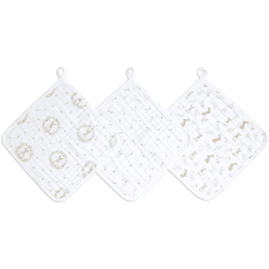 aden +anais™ Musslin Washcloth 3-Pack Blush ing Bunnies