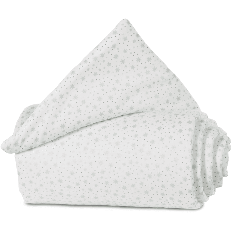 babybay Protection pour barrière de lit cododo coton bio blanc étoiles paillettes menthe