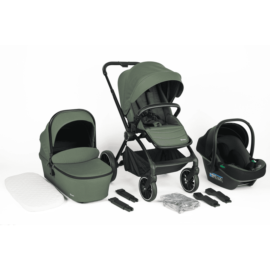 babyGO Kinderwagen 3in1 green green/black Frame