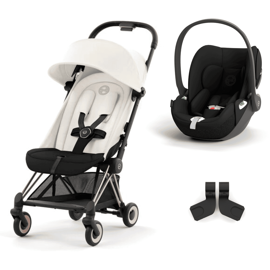 cybex PLATINUM Buggy Coya Rosegold Off White inklusive Babyschale Cloud T I-Size Sepia Black und Adapter 