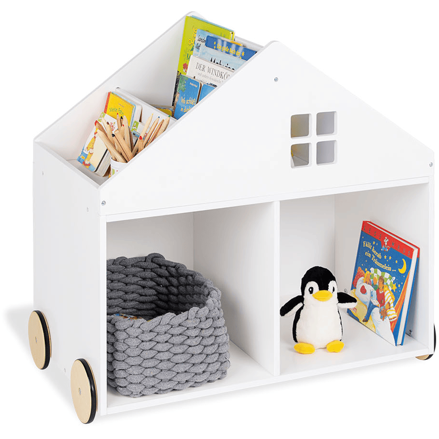 Pinolino Kinderbücherregal mit Rollen „Hus”, weiß