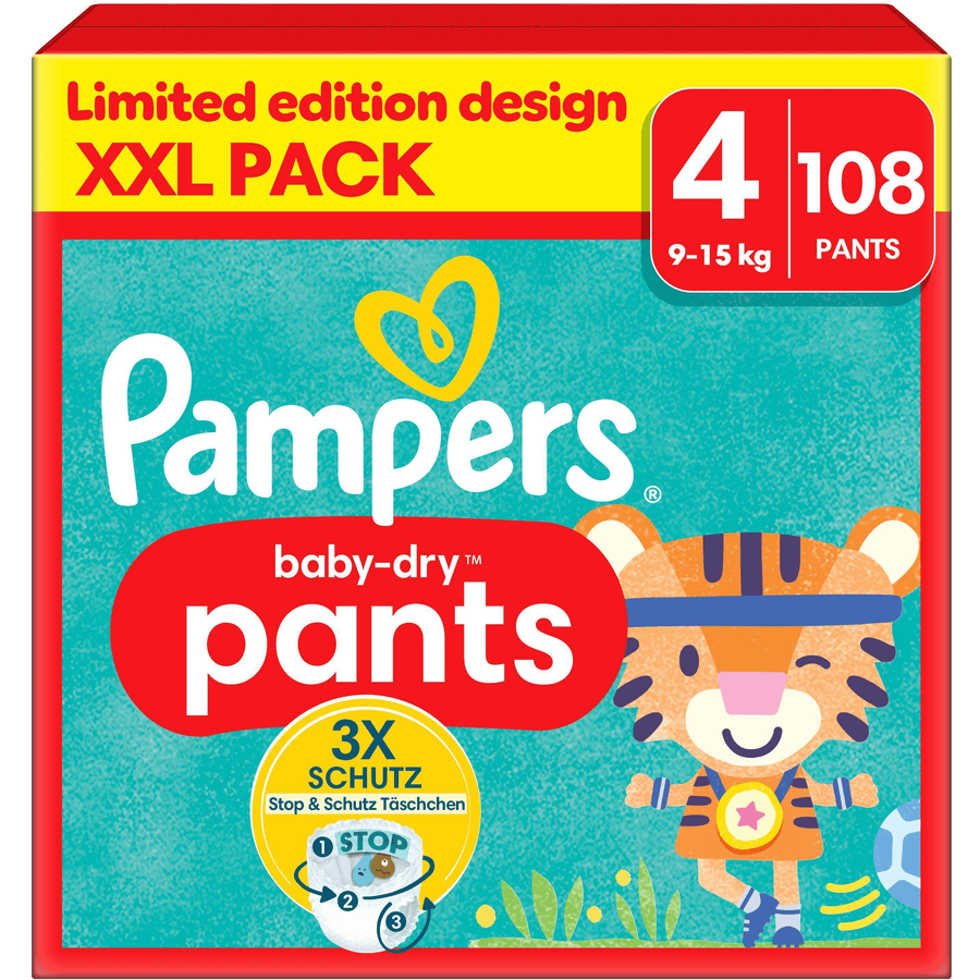 Pampers Dětské suché kalhoty, velikost 4 Maxi, 9-15 kg, balení XXL (1 x 108 kalhot)