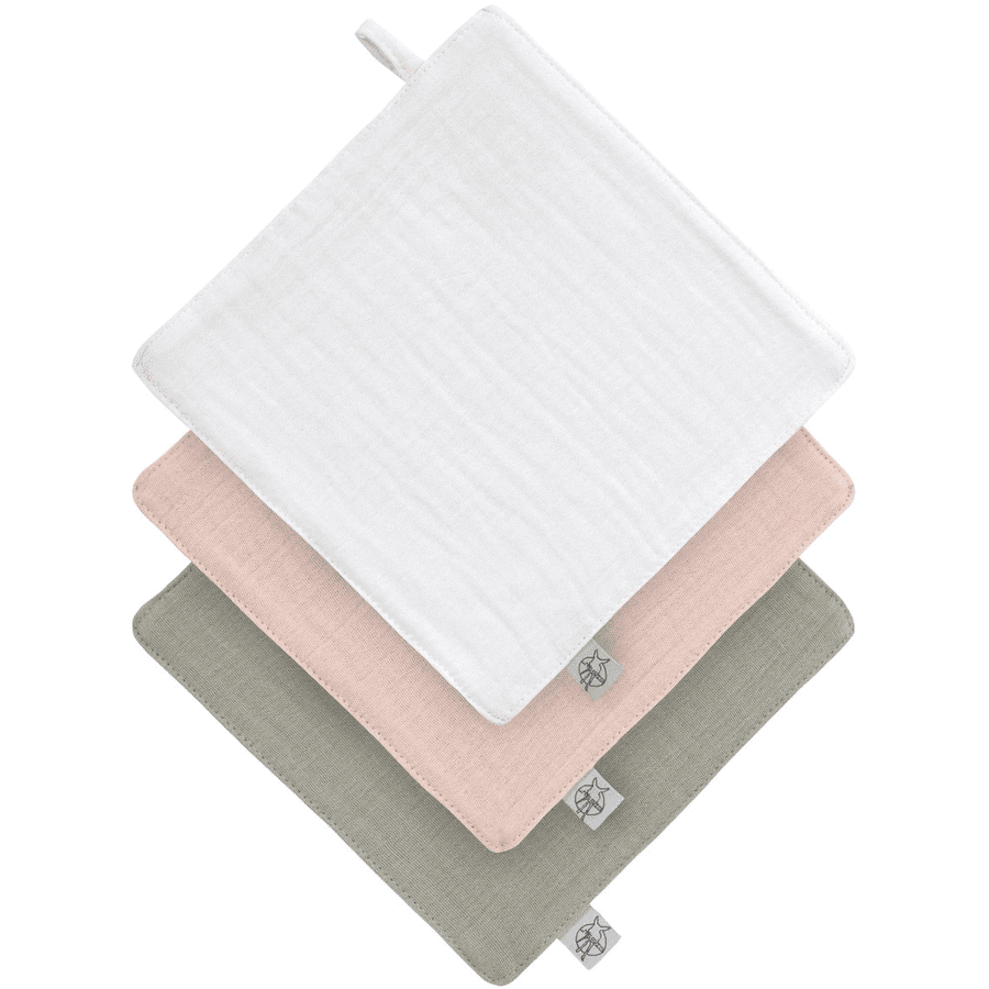 LÄSSIG Débarbouillette enfant milky powder pink olive lot de 3