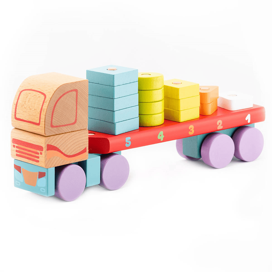 erger maken Vertrouwen muur Cubika Toys Houten speelgoed vrachtwagen met geometrische figuren LM-13 |  pinkorblue.be