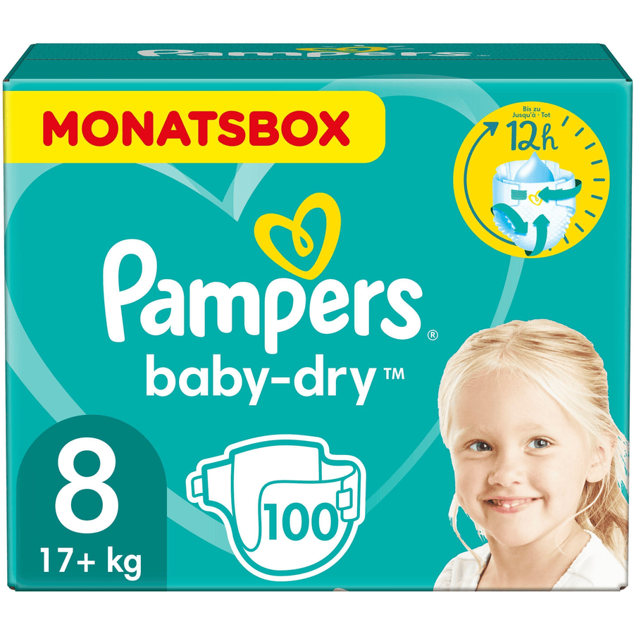 Pampers Baby-Dry Pieluszki, Rozm. 8, 17+kg, 1x 100 pieluszek