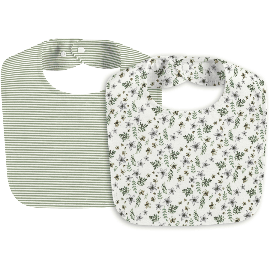 Alvi ® Bavaglino 2-pack Petit Fleurs verde/bianco