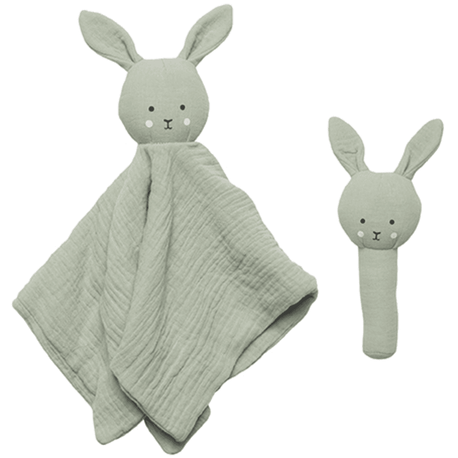 JaBaDaBaDo Set cadeau doudou, hochet Bunny, vert