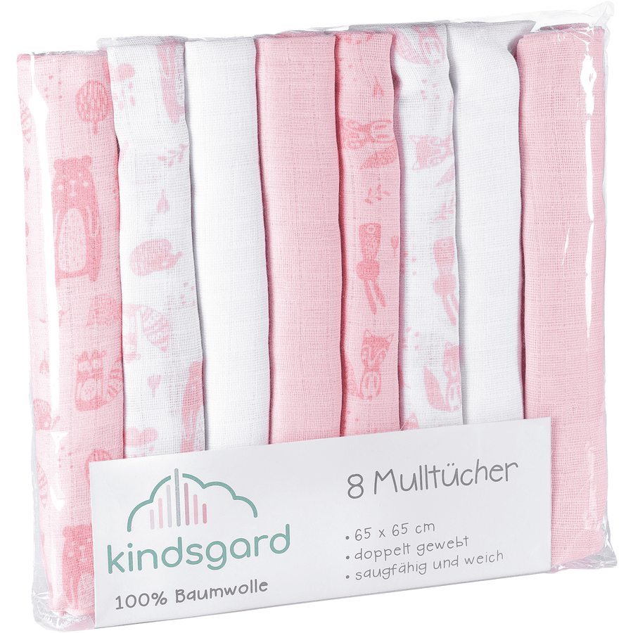kindsgard hydrofiele doeken bovbov 8-pack roze