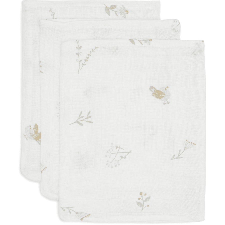 jollein Lovely Birds Hydrofiel molton 3-pack 15 x 20 cm