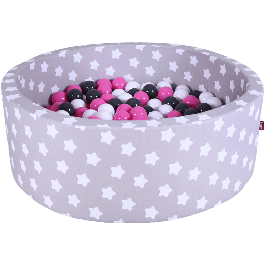 knorr toys® Bällebad soft - "Grey white stars" - 300 balls creme/grey/rose grau