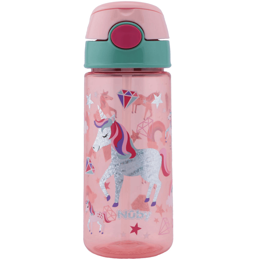 Nûby beker van PP met zacht rietje en drukknop glitter 540 ml unicorn