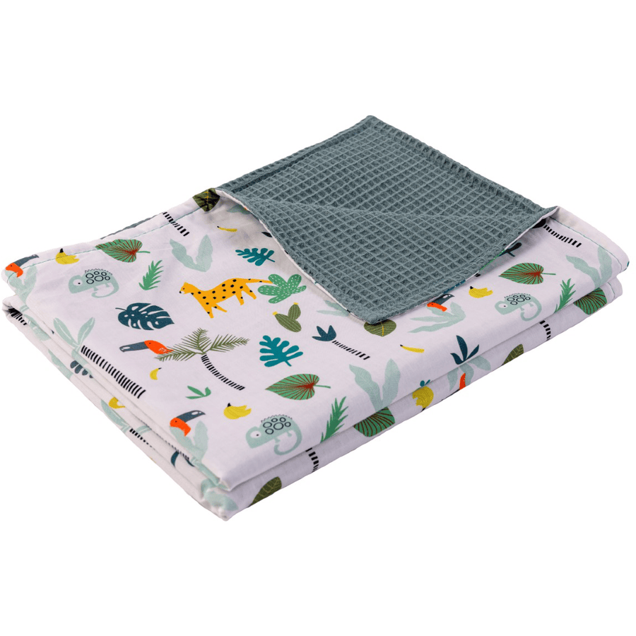 Ullenboom Plaid enfant piqué gaufré forêt tropicale vert sauge 70x100 cm