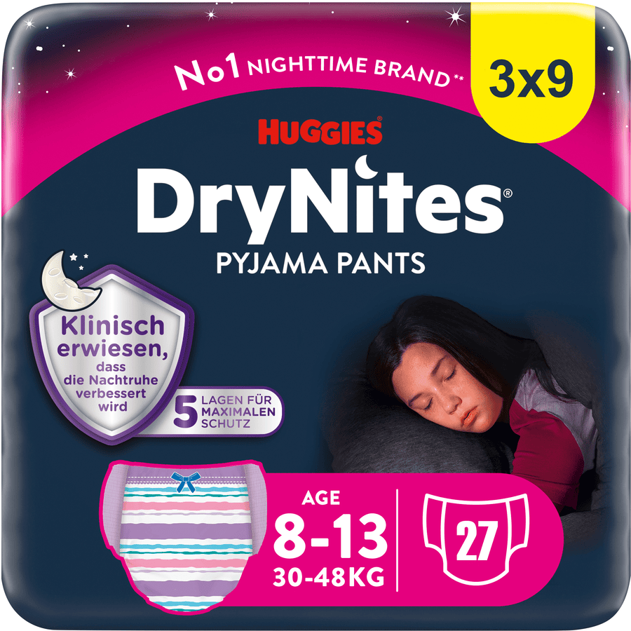 Huggies DryNites Pyjama Pants Einweg Mädchen 8-13 Jahre 3 x 9 Stück