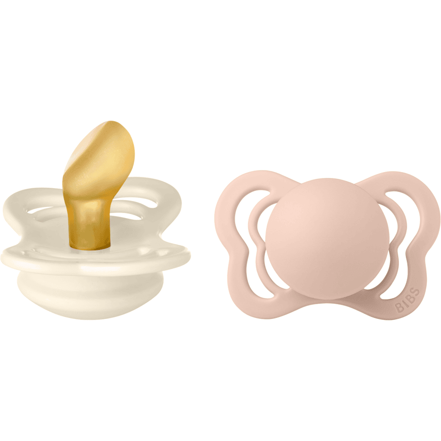 BIBS Sucette Couture Ivory/Blush latex 0-6 m, lot de 2