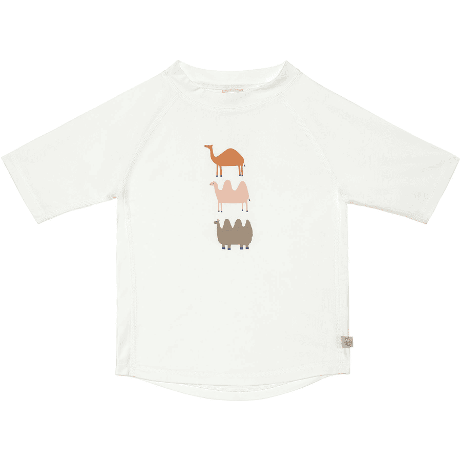 LÄSSIG UV-badskjorta med kort ärm kamelvit
