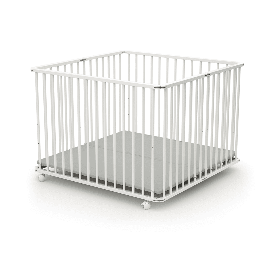 WEBABY Parc bébé pliable hêtre blanc 100x100 cm