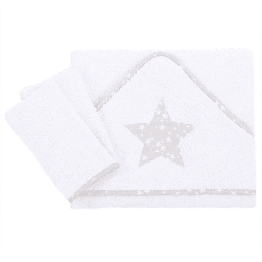 babybay Babyhåndklæde Applikation stjerne perlegrå