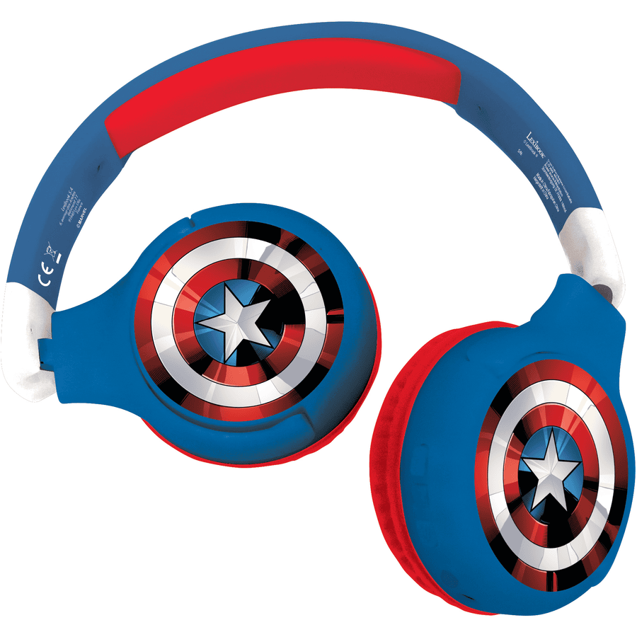 LEXIBOOK Avengers 2-i-1 Bluetooth® og kabelforbindelse, foldbare hovedtelefoner med sikker lydstyrke