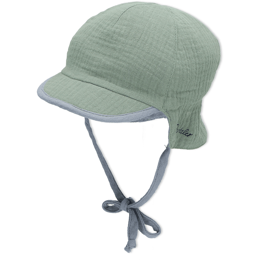 Sterntaler Vendbar peaked cap med nakkebeskyttelse lyseblå