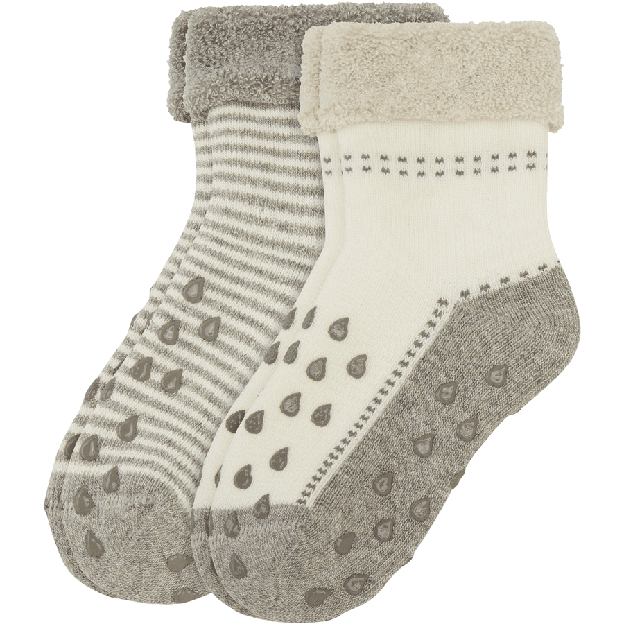 Camano Socken Baby Crawling ABS 2er-Pack  grey melange 