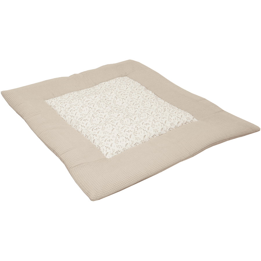 ULLENBOOM Krabbeldecke & Laufgittereinlage Waffel Motiv Floral Sand 100 x 100 cm