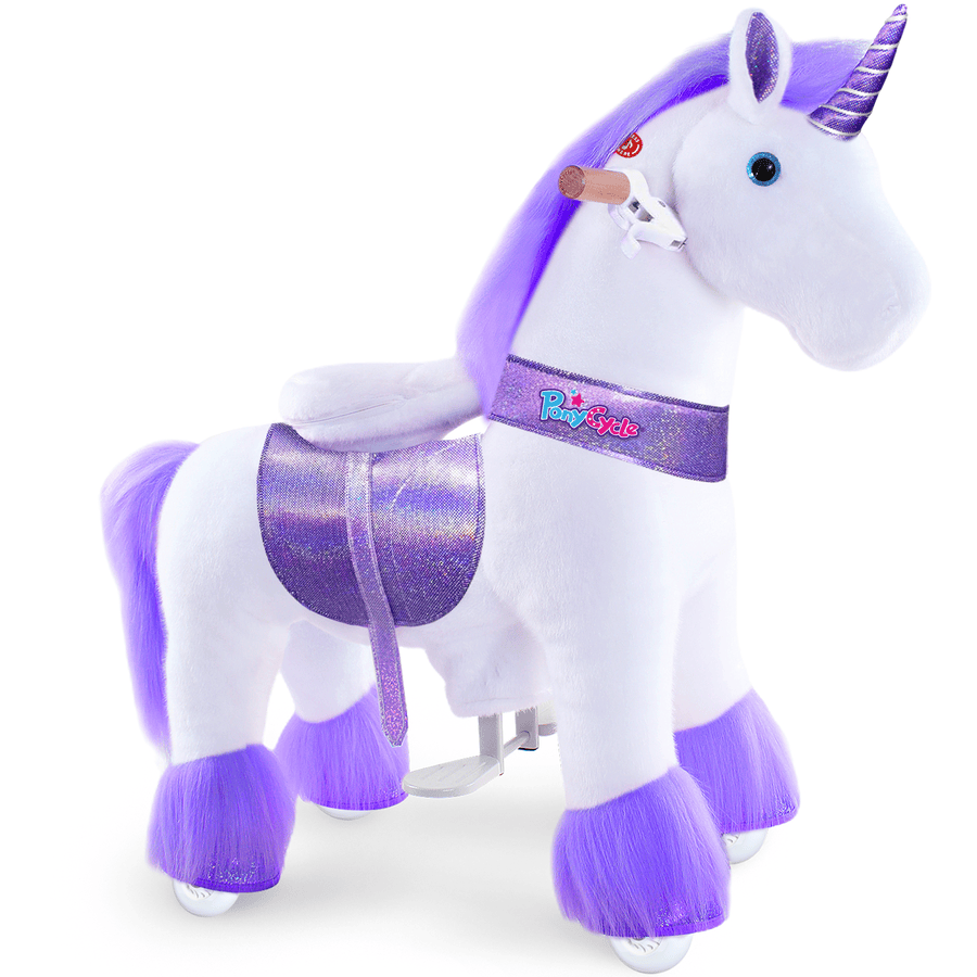 PonyCycle® Violetti yksisarvinen, jossa on ääni ja jarru, pienikokoinen.