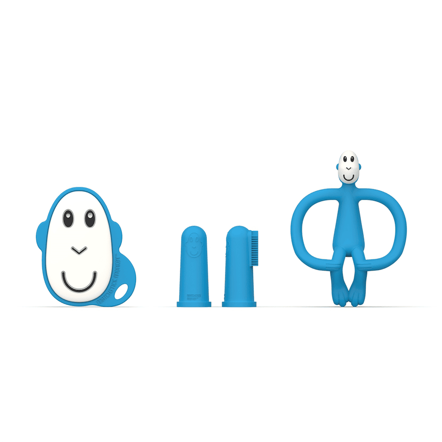 MATCHSTICK MONKEY™ Kit naissance anneau de dentition brosse à dents singe bleu
