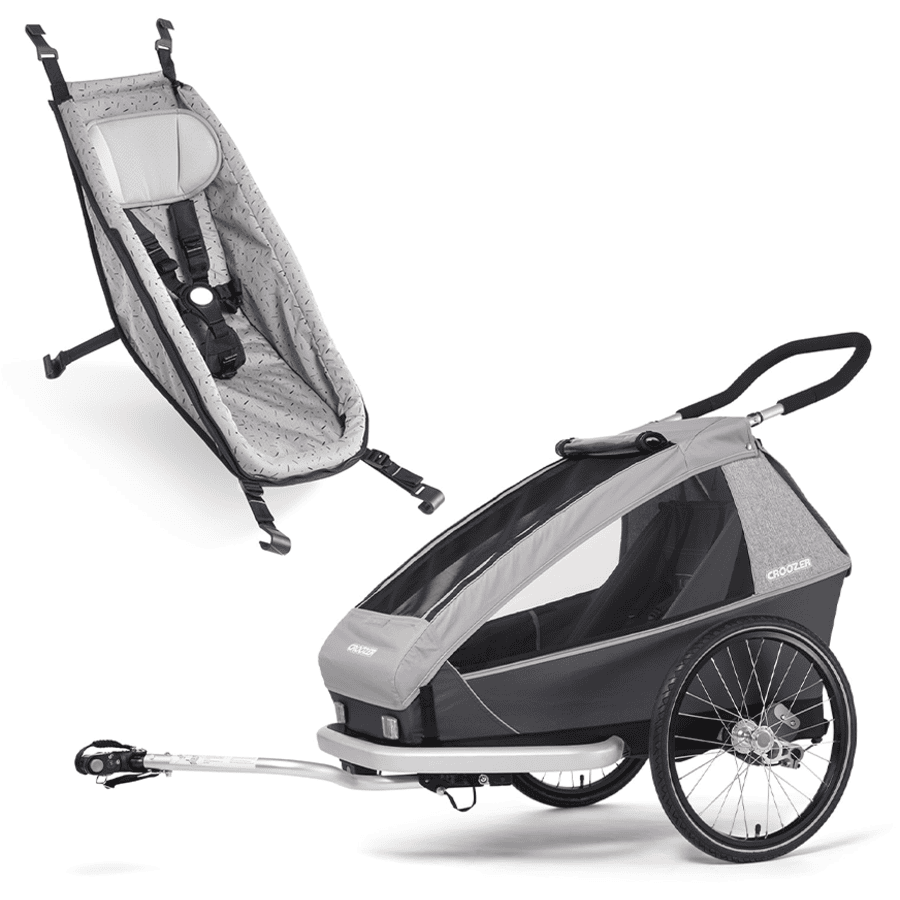 CROOZER Kinderfahrradanhänger Kid Keeke 1 Stone grey inklusive Babysitz Stone grey/colored