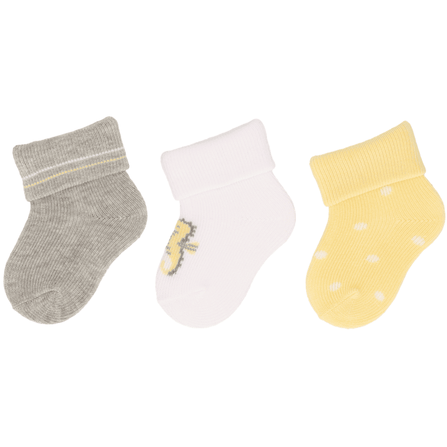 Sterntaler First sokker 3-pakning sjøhest lys gråmelert 
