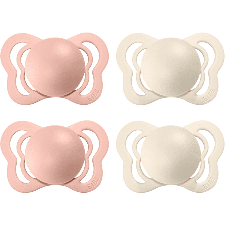 BIBS Soother Couture Ivory / Blush Silicone 0-6 mesi, 4 pezzi.
