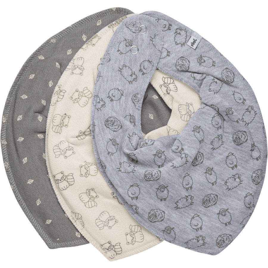 pippi Bandana 3-pack grijs melange