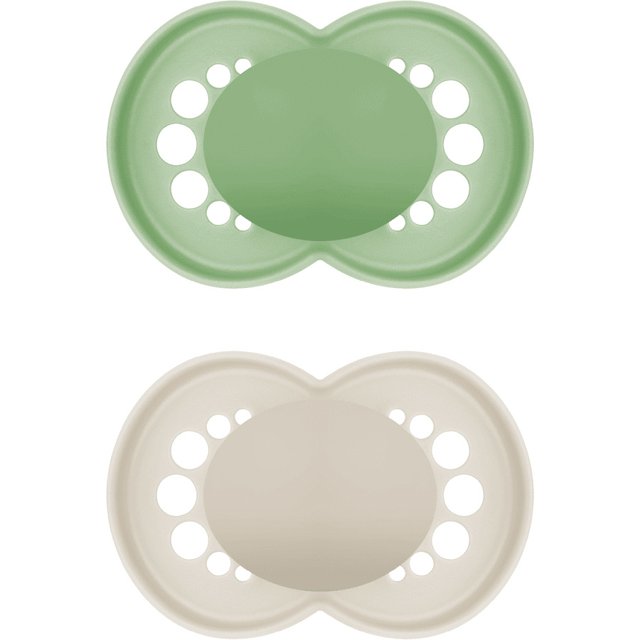 MAM Snutte Original Ren silikon, 2 st, grön/beige, 6-16 månader