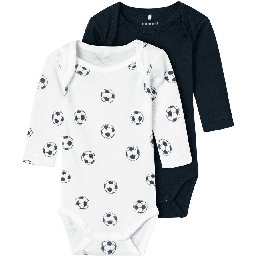 name it Body bébé manches longues Football Bright White lot de 2 