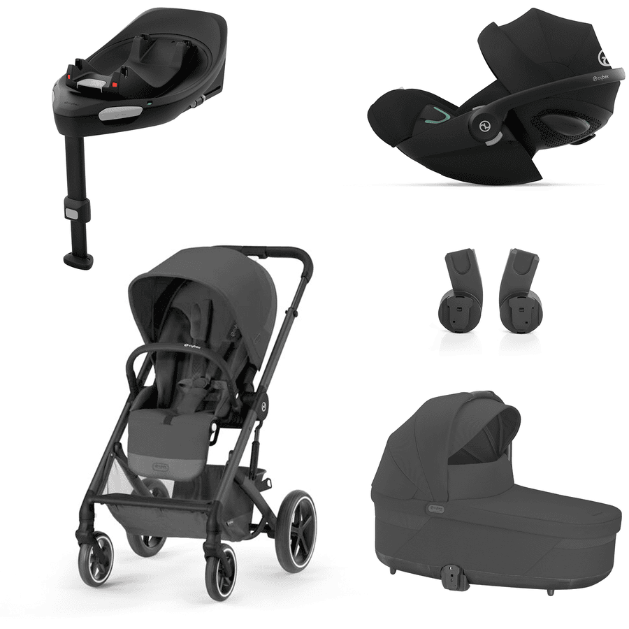 cybex GOLD Balios Black Black Black i-Size Black Barnevognsett S Lux Moon inkl. liggedel S Lux Moon , bilbarnestol Cloud G Moon , adapter og basestasjon Base 