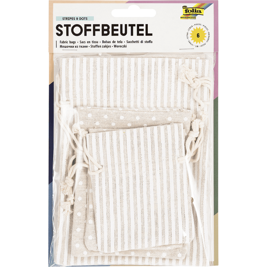 folia Bolsa de tela Stripes y Dots, 6 piezas