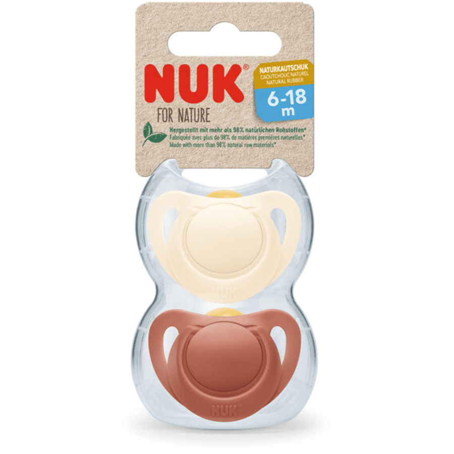 NUK Schnuller For Nature Latex 6-18 Monate rot / creme 2er-Pack