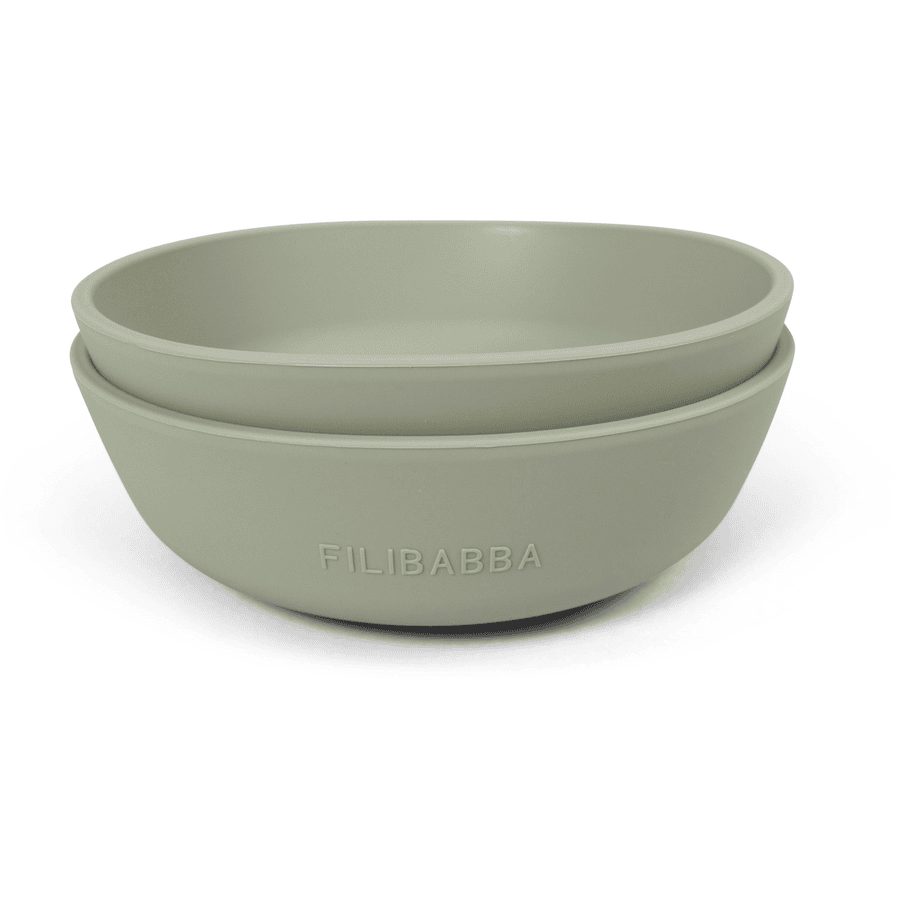 Filibabba Bol enfant silicone vert lot de 2