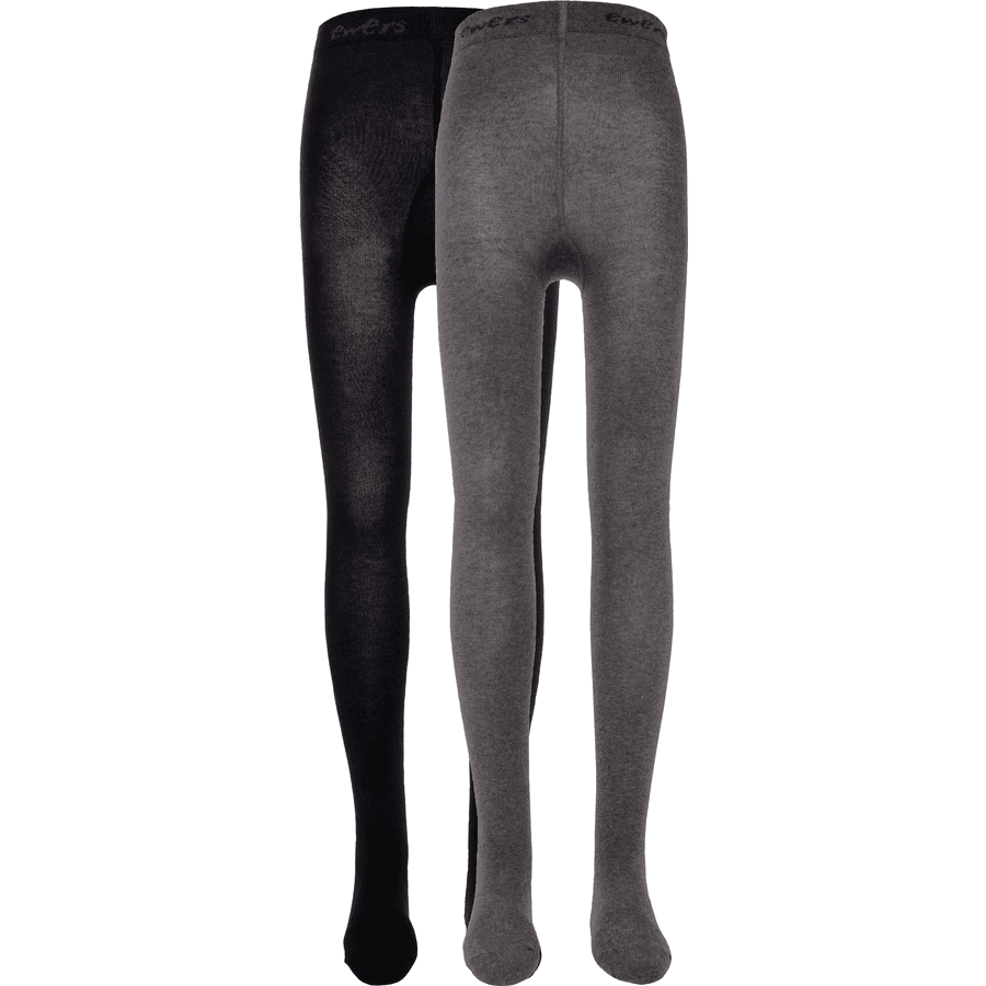 Ewers Collants enfant uni gris/noir lot de 2