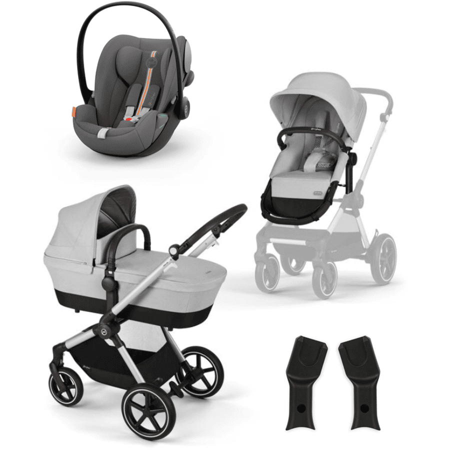 cybex GOLD EOS Lux Lava Grey -lastenrattaat ja lastenistuin Cloud G i-Size Plus Lava Grey Plus ja Adapter . 