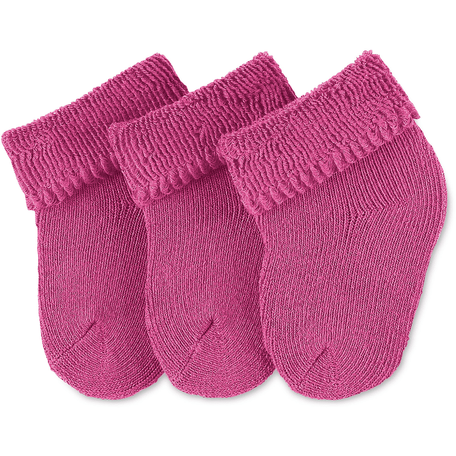Sterntaler Girls novorozenecké ponožky, balení po třech magenta