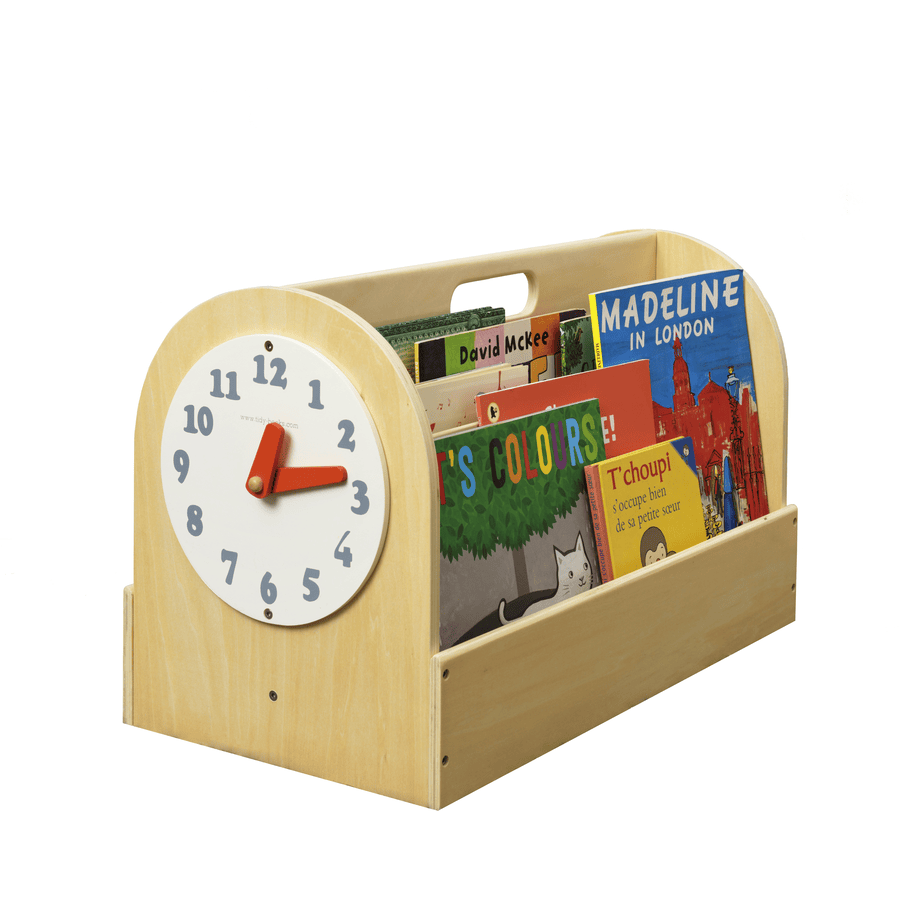 tidy BOOKS Pudełko na książki z zabawkowym zegarem, naturalne